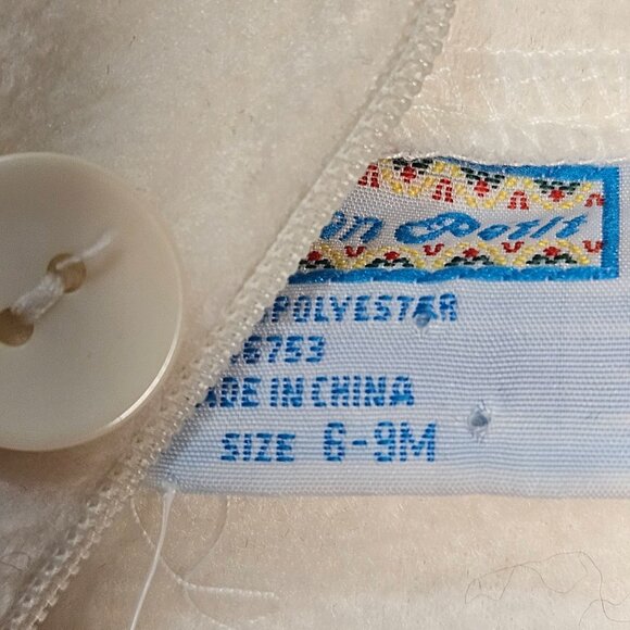 NWT Baby Mon Petit fleece button front hooded off white one piece outfit S 6-9M - Picture 7 of 11